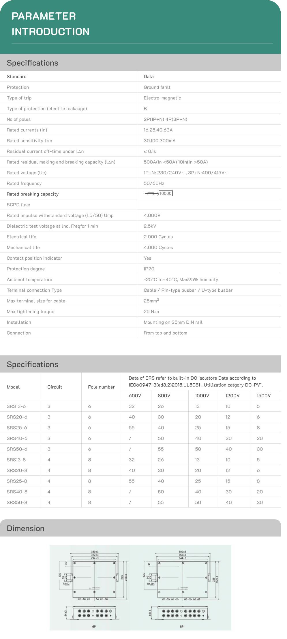 Specifications and Installation